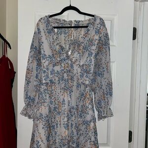 Floral Chiffon Dress with Ruffle Details